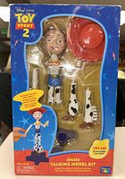 Front view of Jessie talking model kit in original packaging showing figure, accessories, and Toy Story 2 branding