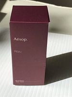Front of box showing Aesop branding and Rozu product name.