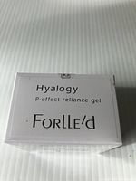 Top and side view of the sealed Forlle'd Hyalogy P-effect reliance gel box with branding and product name visible.