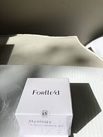 Front view of sealed Forlle'd Hyalogy P-effect Reliance Gel box showing brand and product name.