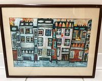 Front view of framed painting showing full artwork and frame