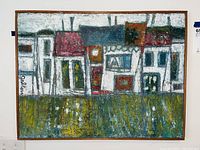 Frontal view of the entire painting in wood frame