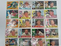 Full lot of 18 vintage baseball cards laid out in three rows