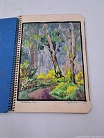 Watercolor painting of a forest path with trees and foliage, bordered in black, titled Wilkesbarre, Pa. dated May 17, 1970