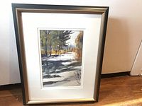Full view of the framed watercolor painting, showing the overall artwork and frame condition.