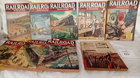 Group of Railroad Magazine issues upright and stacked, lot overview