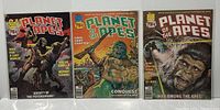 Three Planet of the Apes magazines side by side showing cover art for issues 20, 21, and 22 all bagged.