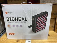 Front of the product box showing Lifepro Bioheal Red Light Therapy Panel with product branding and image of the panel.