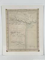 Hand-colored antique map mounted on white backing with corner holders, showing detailed topographic and battle information for the Battle of The Alma.