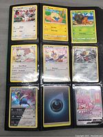 First binder page with 9 assorted Pokémon cards including Florges, Mareep, Dewbble, Furfrou, Rufflet and Bisharp