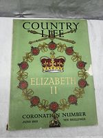 Magazine front cover with crown design and title 'Country Life Elizabeth II Coronation Number June 1953'