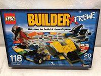 Front of sealed LEGO Builder Xtreme board game box showing artwork of the game board, LEGO pieces, and models.