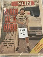 Front page of Toronto Sun newspaper featuring Terry Fox in Marathon of Hope gear with headline "Death of a Hero"