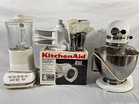 blender, slicer & shredder box, stand mixer side by side