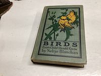 Green hardcover book with yellow bird illustration and title text on front cover.