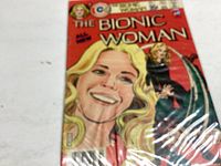 Photo of The Bionic Woman comic book issue #1, showing front cover art with title and character illustration.