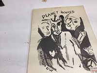 Front cover of Bob Dylan's Planet Waves sheet music booklet with abstract black and white drawing.