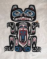 Close-up of the bear silkscreen print showing detailed design and color on textured light paper.