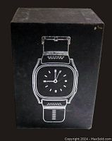 Box with white illustration of the smartwatch on the front