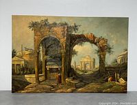 Full front view of painting on stretched canvas