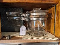 Pyrex Flameware double boiler pots stacked, showing glass handles and matching lid