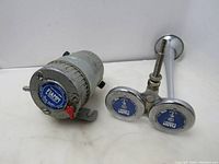 Photo showing FIAMM air horn compressor and twin horn assembly side by side on white background.