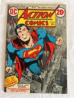 Front cover of Action Comics Superman issue 419 showing Superman flying above a city, price 20 cents.