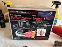 Boxed 9-inch Craftsman buffer/polisher system showing front and features