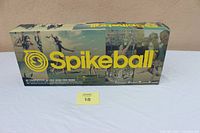 Top side of the Spikeball game box with colorful branding and game images.