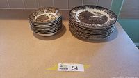 Stack of 9 cereal bowls and 11 dinner plates showing the full set contents