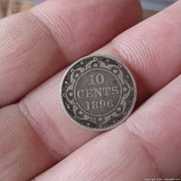 Close-up of reverse side showing denomination '10 CENTS' and year '1896' with decorative border.