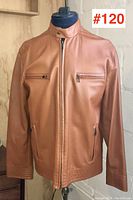 Front view of jacket on dress form