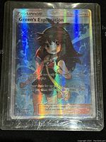 Front of the Green's Exploration Pokémon Trainer card showing full art and holographic detail.