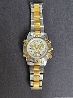 Full view of vintage men's Sector Adventure chronograph watch with two-tone metal bracelet.