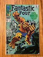 Front cover of Fantastic Four issue #79 showing The Thing in dynamic pose with green background and comic details including price 12¢ and publish date October.
