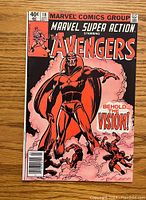 Front cover of Marvel Super Action #18 comic book featuring The Vision and The Avengers with publication date April and price 40 cents.