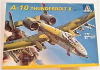 Box front view of Italeri A-10 Thunderbolt II model kit showing detailed artwork and product information.