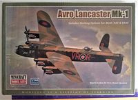 Front box art showing Avro Lancaster MK-1 bomber with squadron markings and camouflage paint.