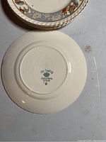 Back view of one plate showing crazing and maker's mark 'Old Country Johnson Bros England'