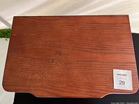 Top view showing wood-grain finish on unit's lid/cover