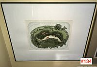 Full view of framed print depicting aerial landscape scene titled "Dedham Vale"