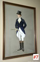 Full view of framed portrait showing figure and signature