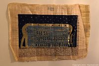 Full view of the papyrus painting showing Goddess Nuit and hieroglyphs
