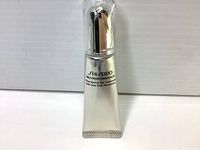 Front view of the silver metallic tube of Shiseido Bio-Performance Glow Revival Eye Treatment with brand name and product name visible.
