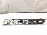 Packaged black rubber antenna sealed in blister pack with attached cable and mounting base shown from front.