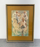 Overall front view of framed artwork showing the composition and frame.