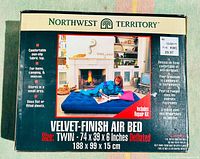Box of Northwest Territory Velvet-Finish Twin Air Bed showing branding and product image on top.