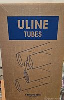 Box of Uline mailing tubes labeled with brand and model S-3612