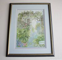 Full framed watercolour painting showing the entire art and frame.