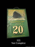 Front view of Missouri Pacific Lines old railroad calendar showing train graphic and date July 20